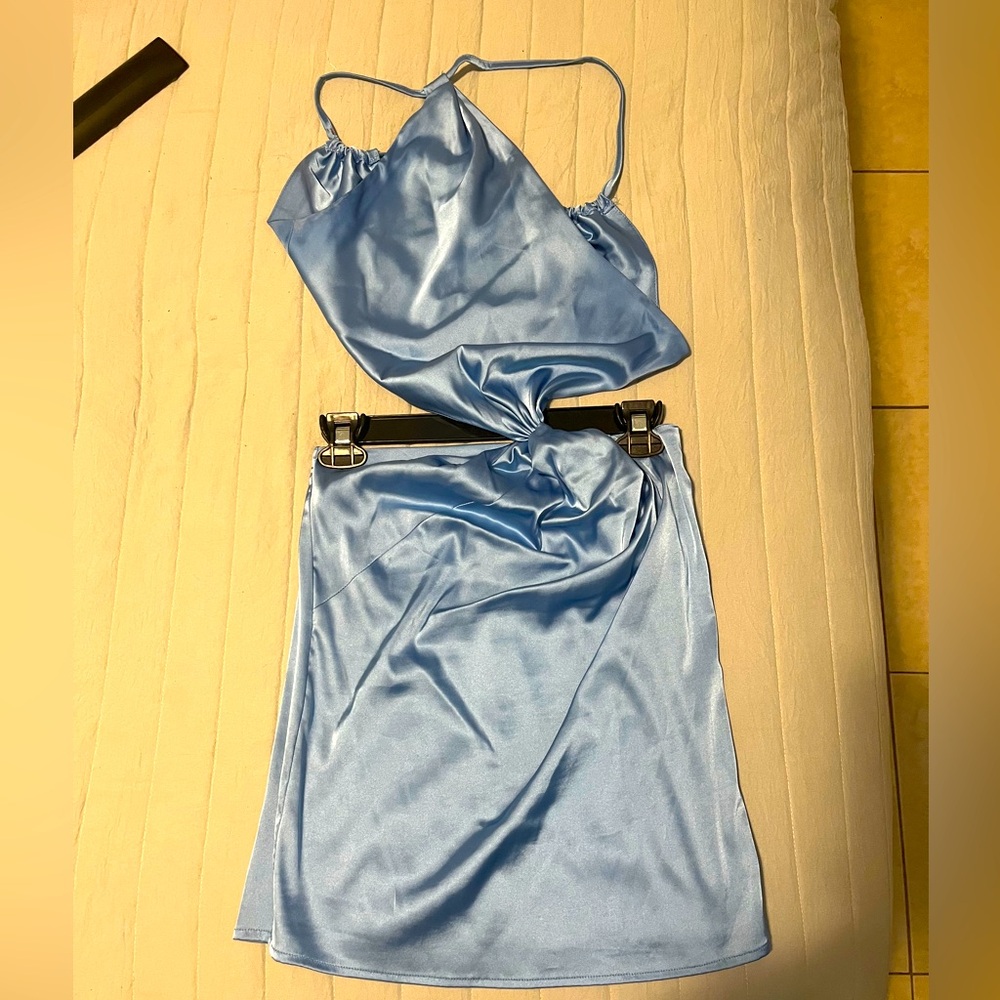 Sexy cut out dress, Size S, Light satin blue